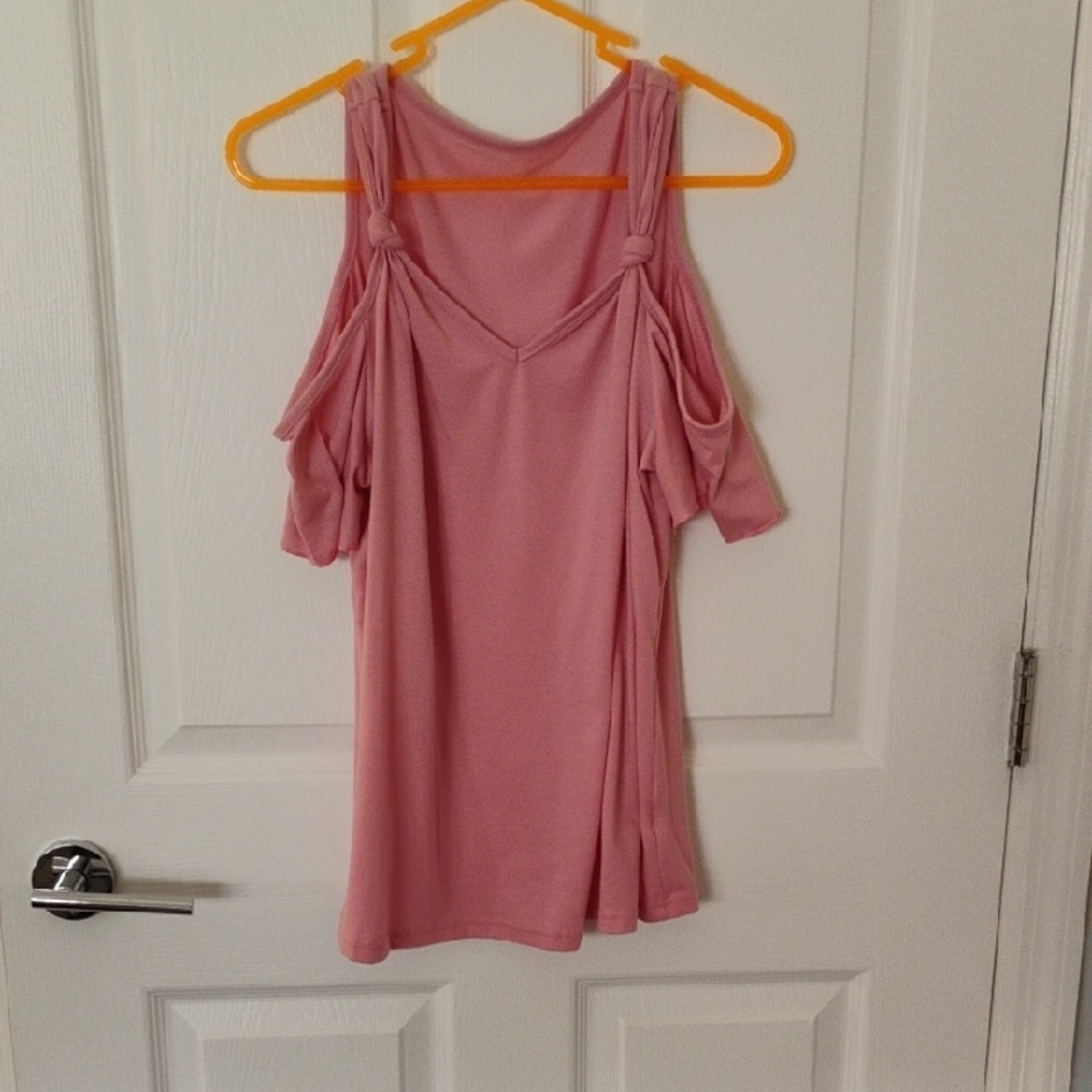 Elegant Pink Cold Shoulder Top